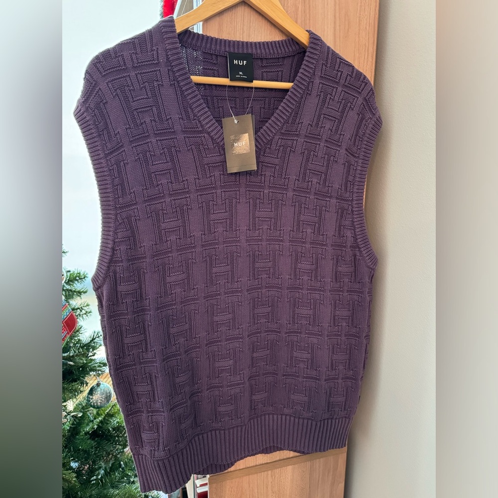 HUF Interlaced Jacquard Overdyed Vest 100% Cotton XL